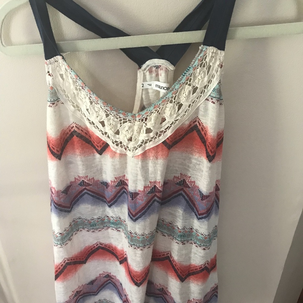 Cute striped multicolor razor back tank